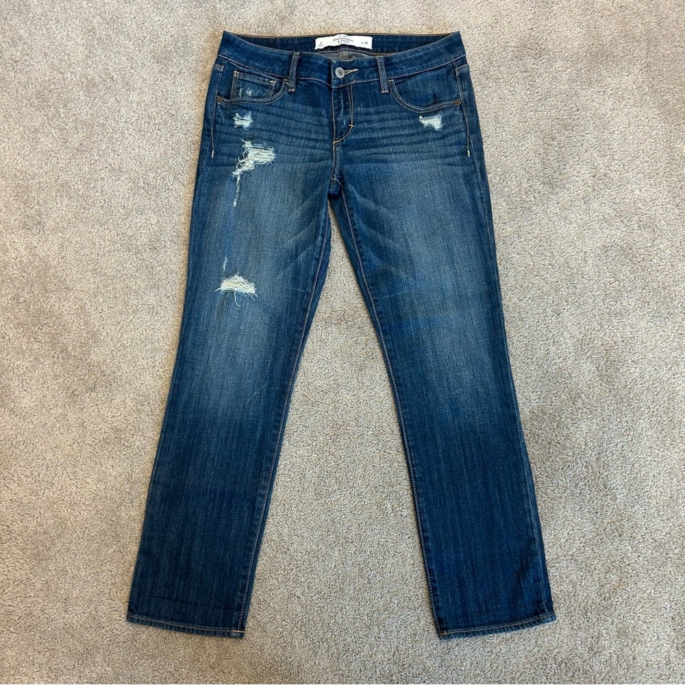 Abercrombie & Fitch cropped distressed faded jeans Sz 2